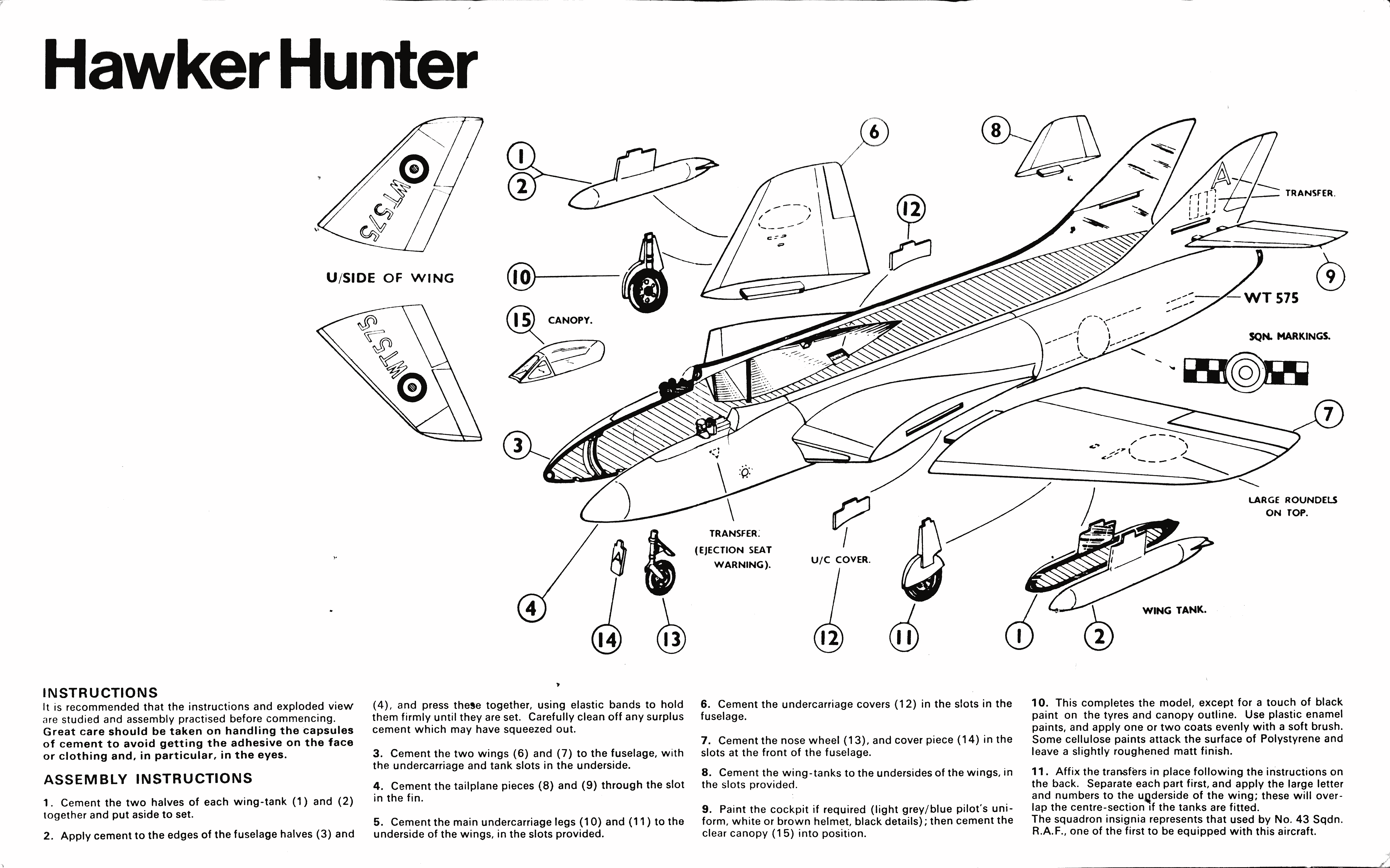 Rovex W34 Hawker Hunter F1 assembly instructions, 1968